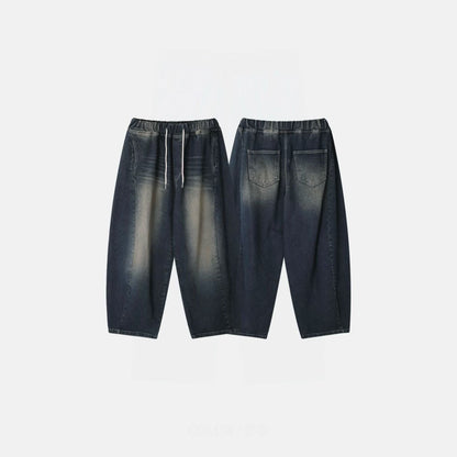 深藍彎刀牛仔褲