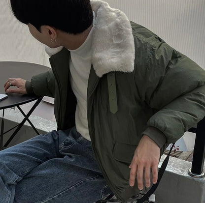 毛毛翻領拉鍊外套