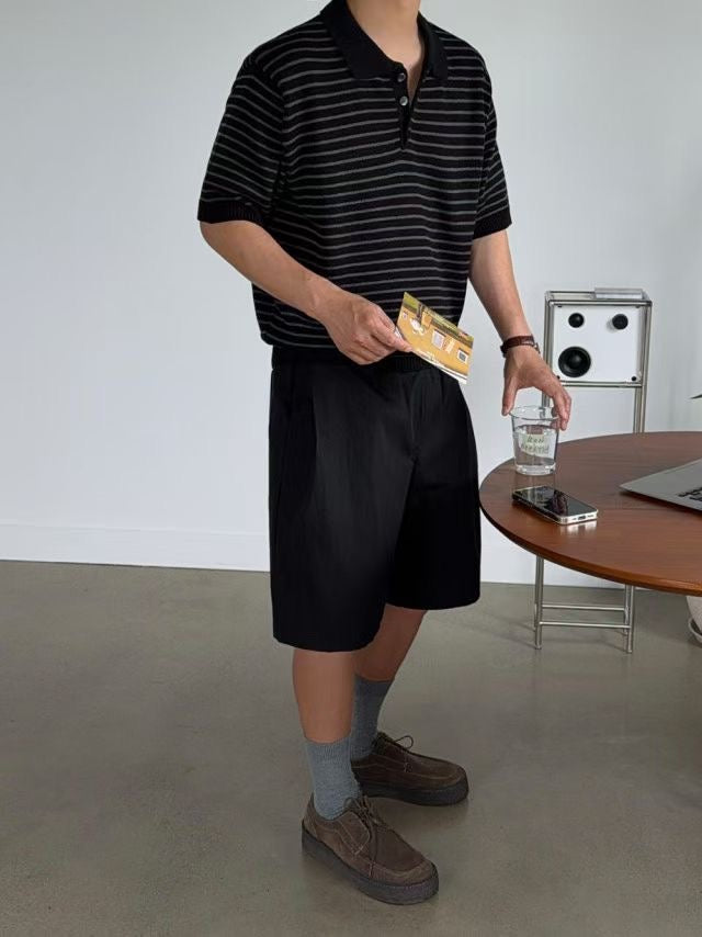 細間柔軟短袖上衣
