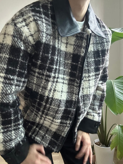 格仔毛毛短褸