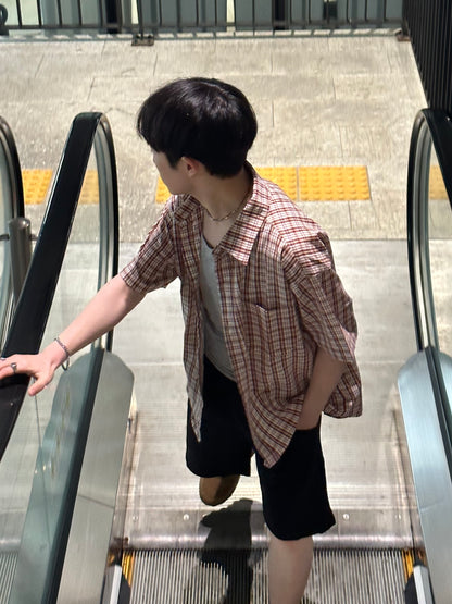 格仔短袖襯衫 香港男裝