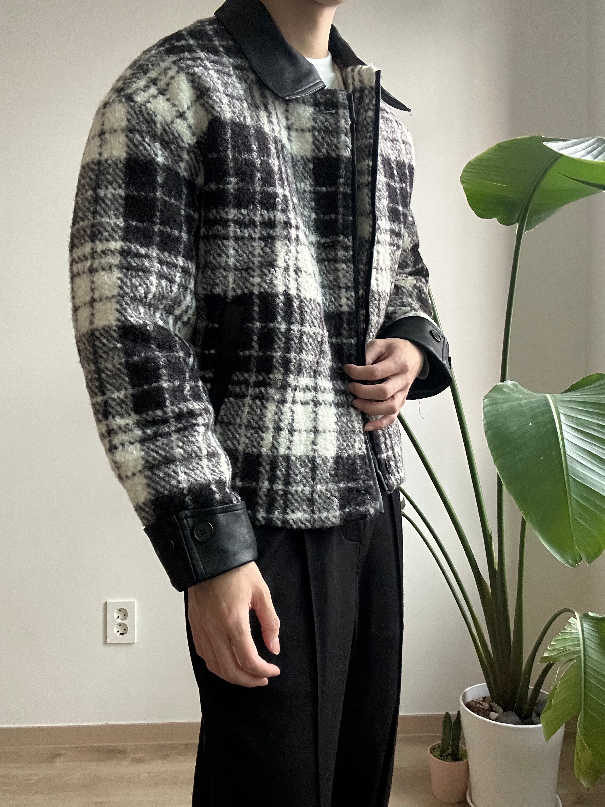 格仔毛毛短褸
