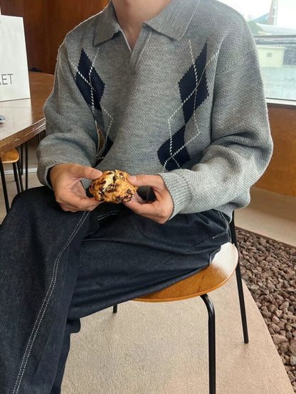 菱格紋針織上衣