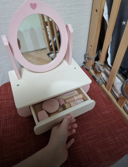 北歐風木製化妝桌椅組