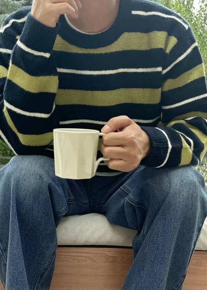 間條混色針織上衣 韓國男裝