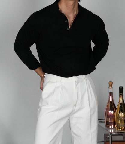 鈕扣領口基本款上衣