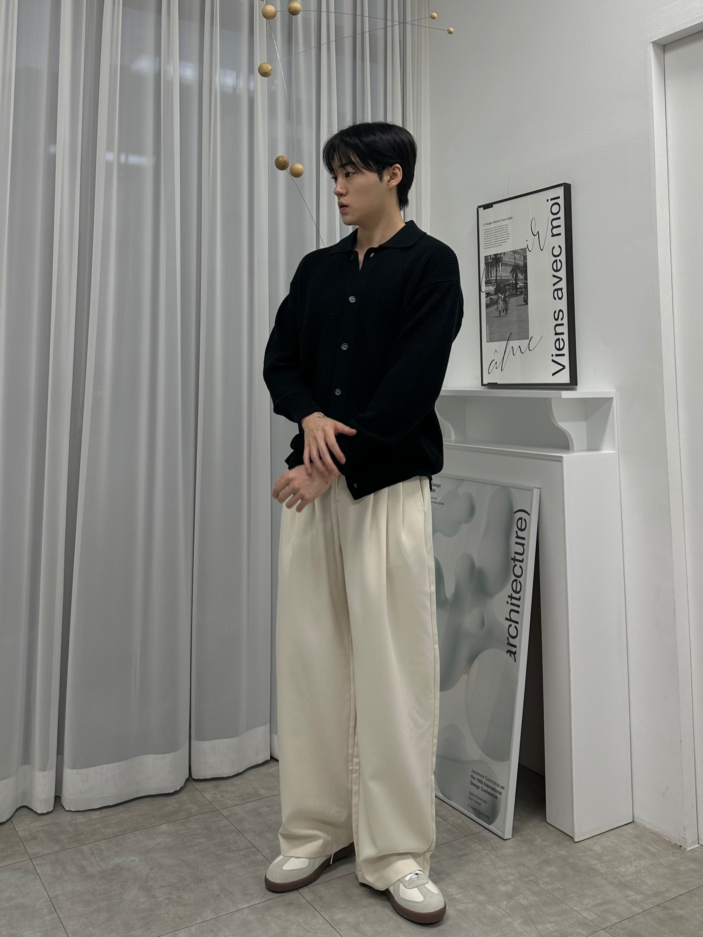 [自家品牌]米白色落地長褲 香港男裝 