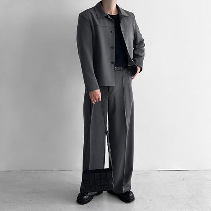 韓式寬鬆西裝套裝(長褲)
