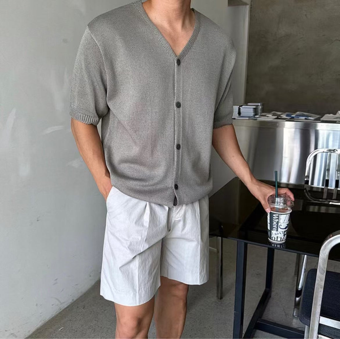 針織質感短袖上衣 韓國男裝