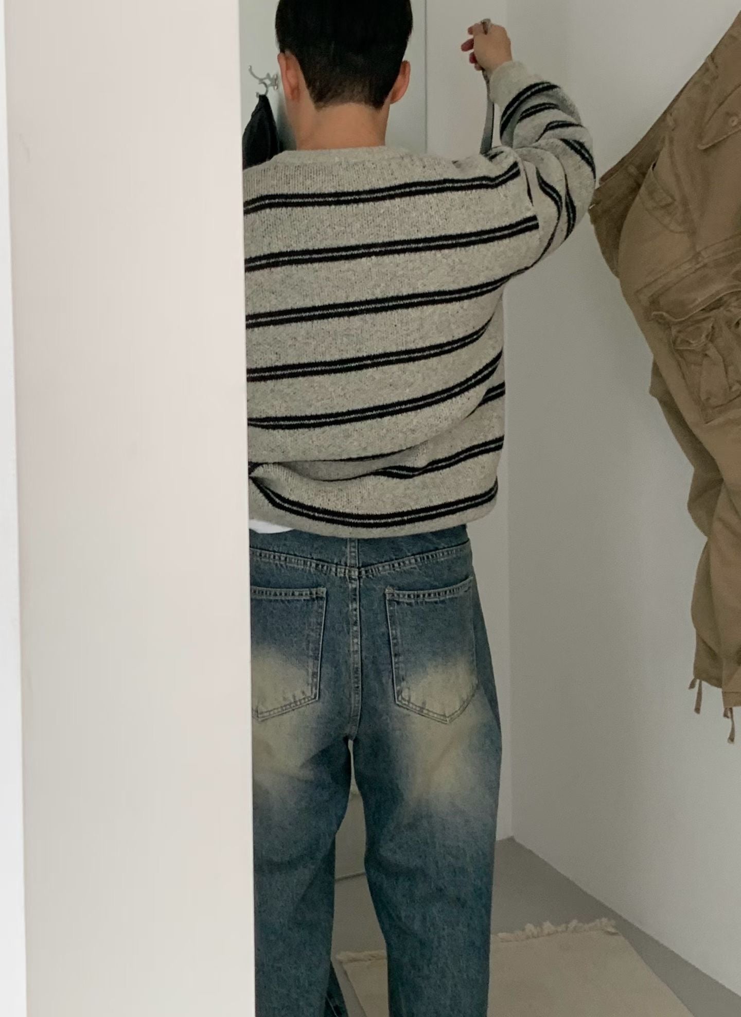 間條針織冷外套