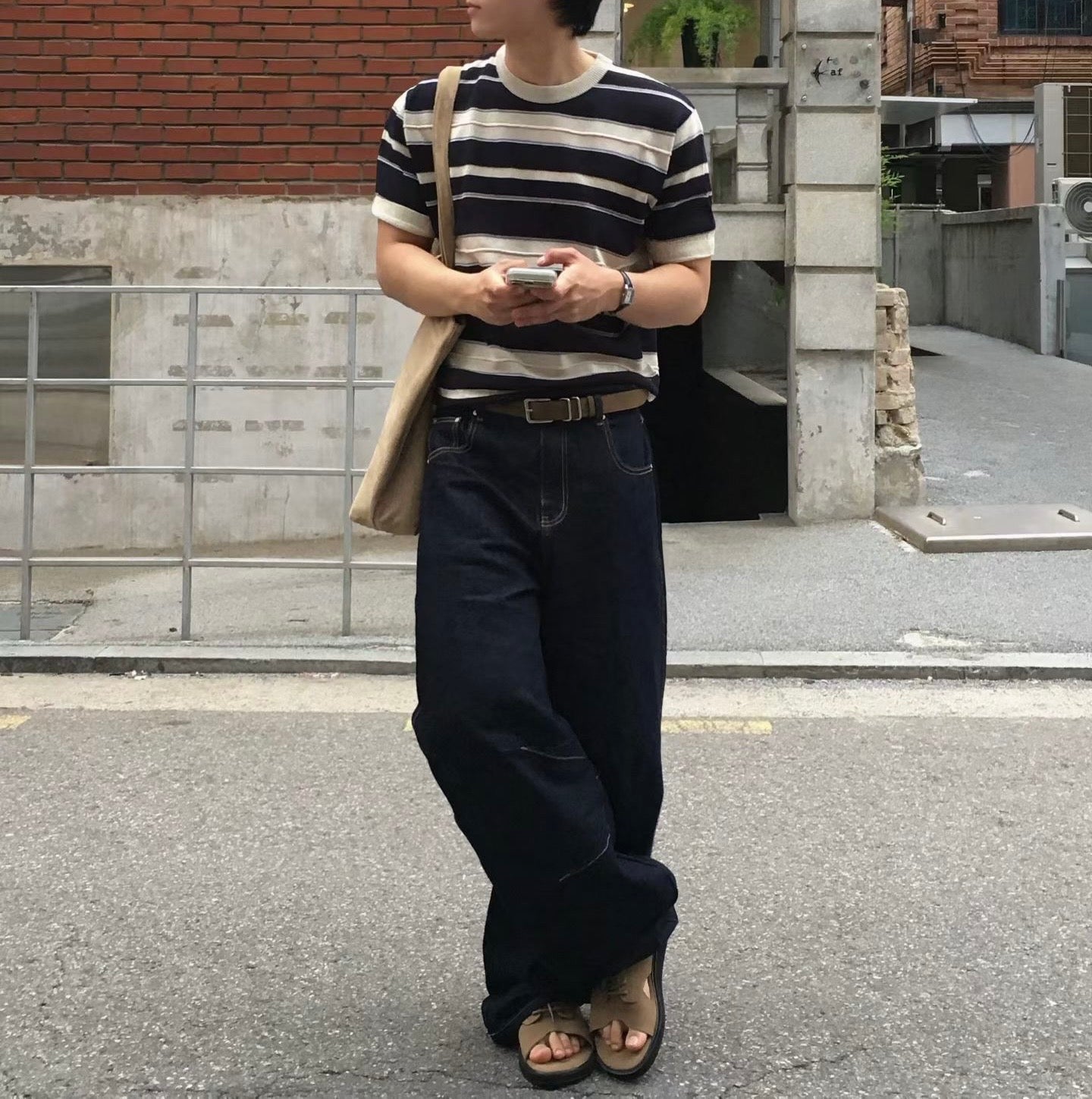 間紋短袖上衣