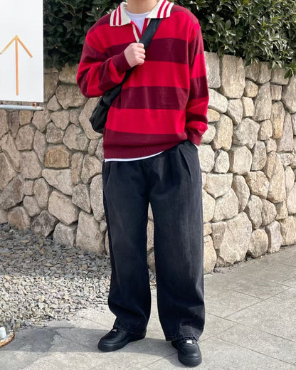 &lt;情侶裝系列&gt;拼色間條上衣