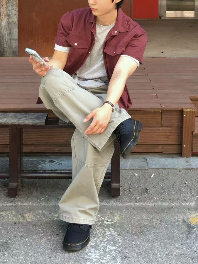 挺身工裝短袖襯衫