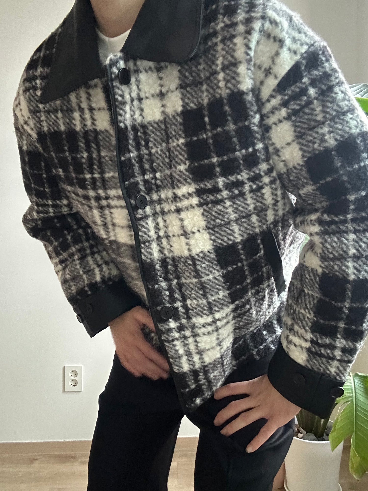 格仔毛毛短褸