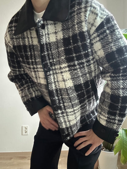 格仔毛毛短褸