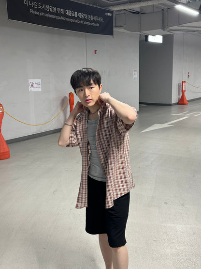 格仔短袖襯衫 香港男裝