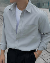淺灰透氣百搭襯衫 － 韓國男裝