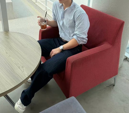 暗紋間條長袖襯衫