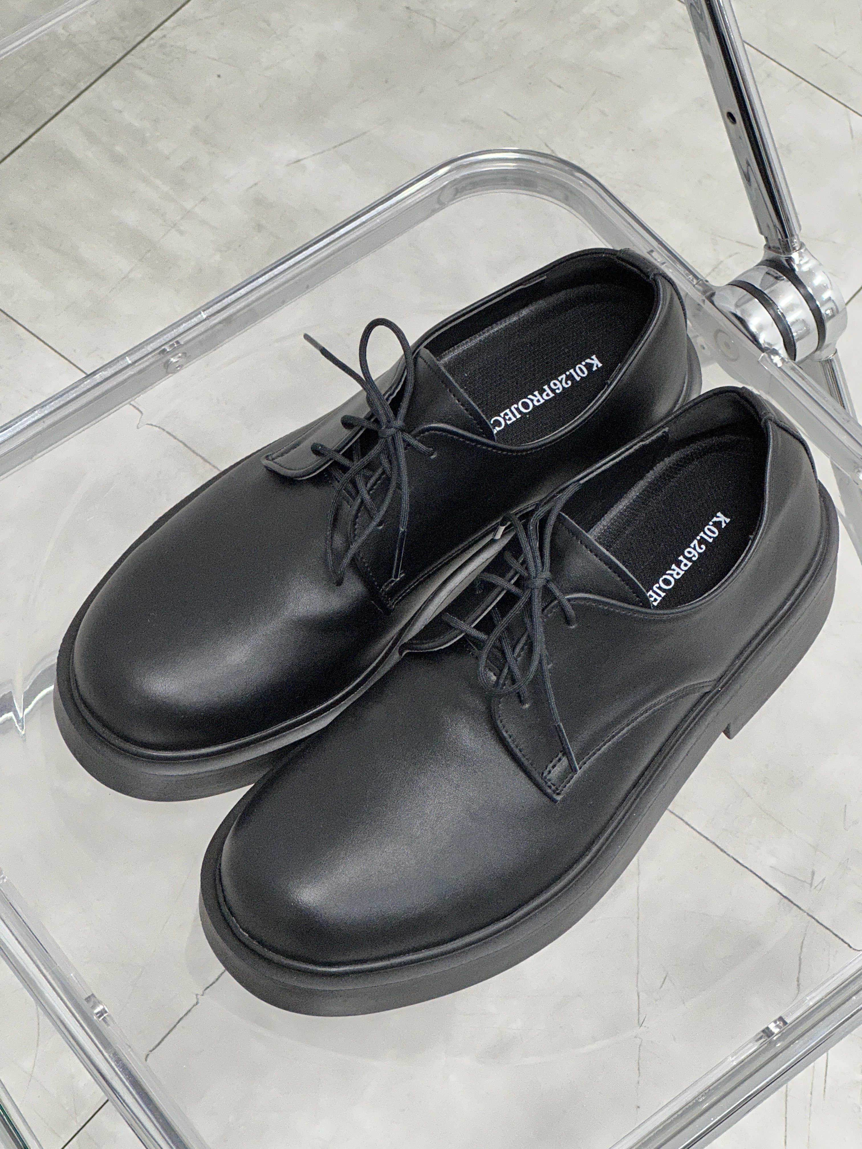 [韓國製增高4cm]加厚尖圓頭德比鞋Derby Shoes