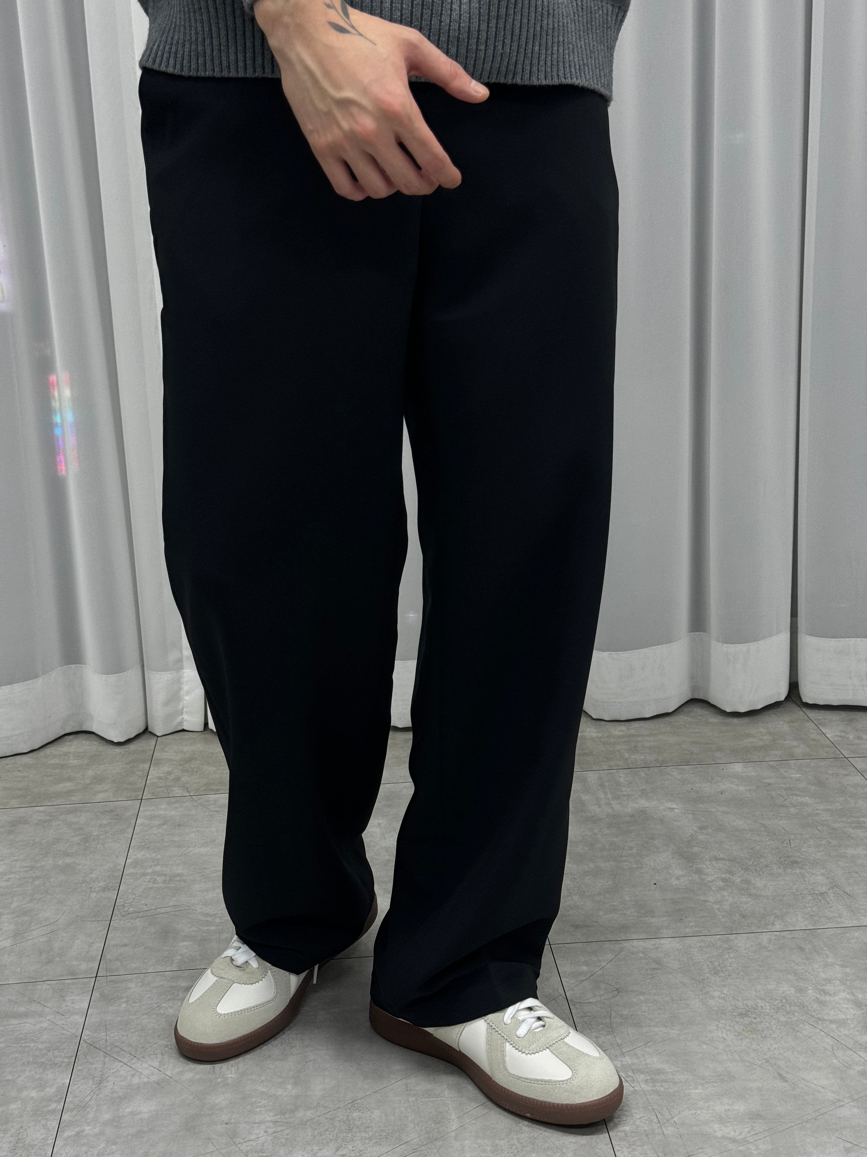  [自家品牌]黑色落地長褲 香港男裝 