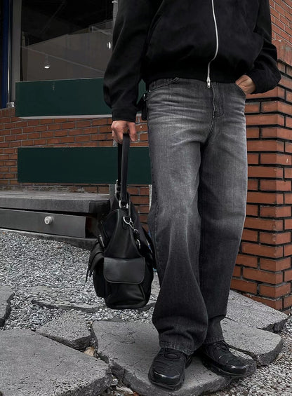 灰黑落地牛仔褲 － 韓國男裝