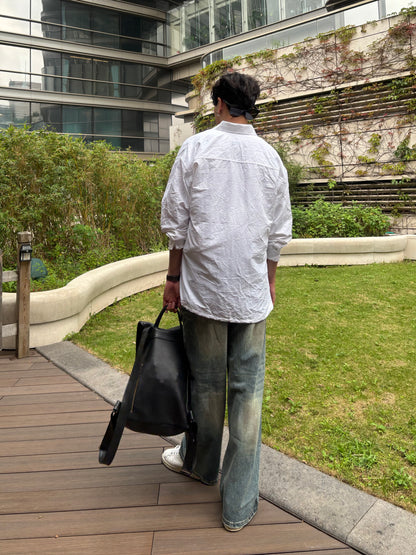 質感淡紋理白色襯衫