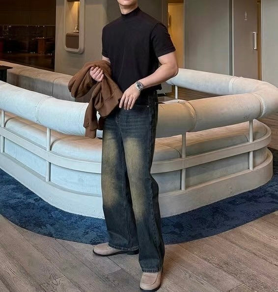 深藍色牛仔褲 韓國男裝褲