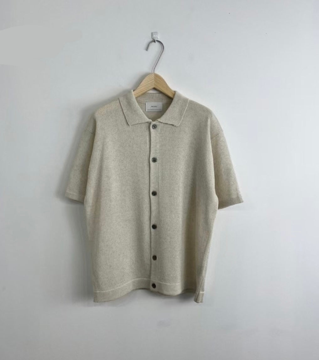 翻領針織短袖上衣