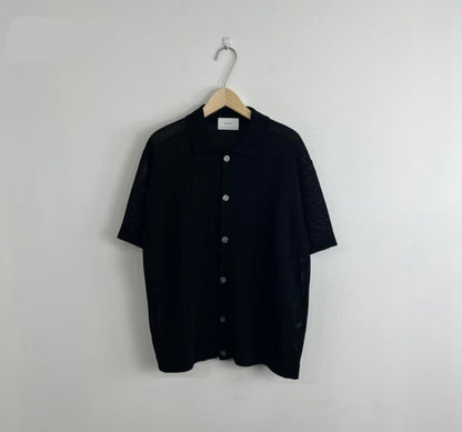 翻領針織短袖上衣