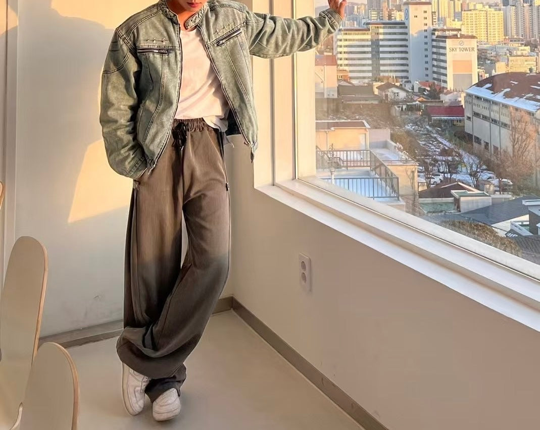 側扣落地長褲 韓國男裝