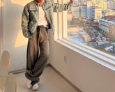 側扣落地長褲 韓國男裝