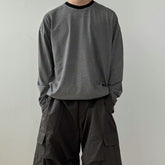 細間條基礎長袖上衣 韓國男裝