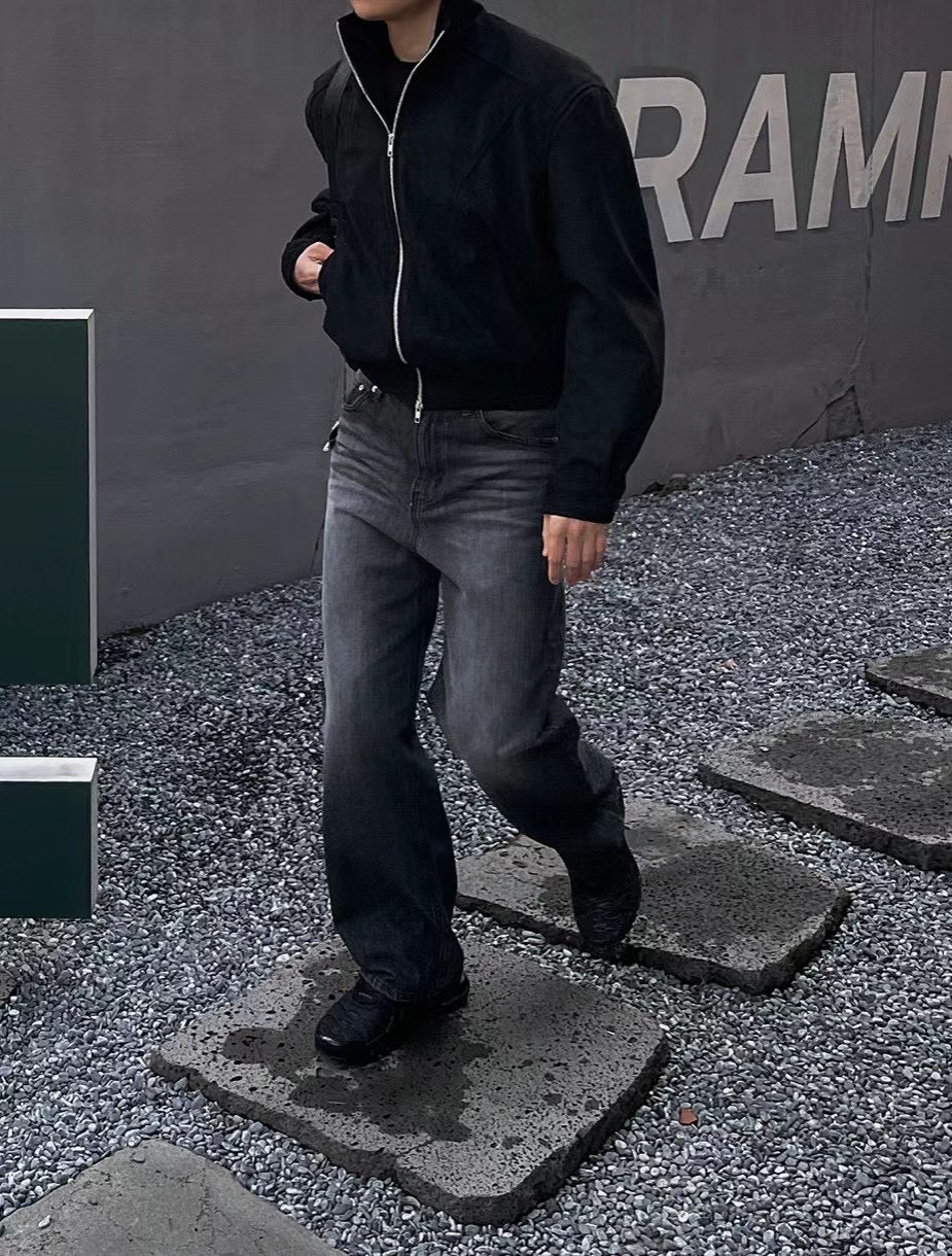 灰黑落地牛仔褲 － 韓國男裝
