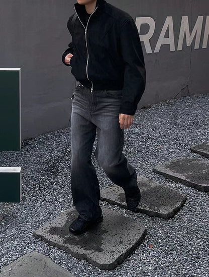 灰黑落地牛仔褲 － 韓國男裝