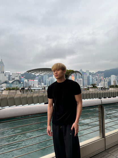 質感輕絨面短袖上衣