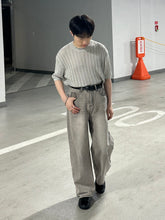 米灰暗紋短袖上衣