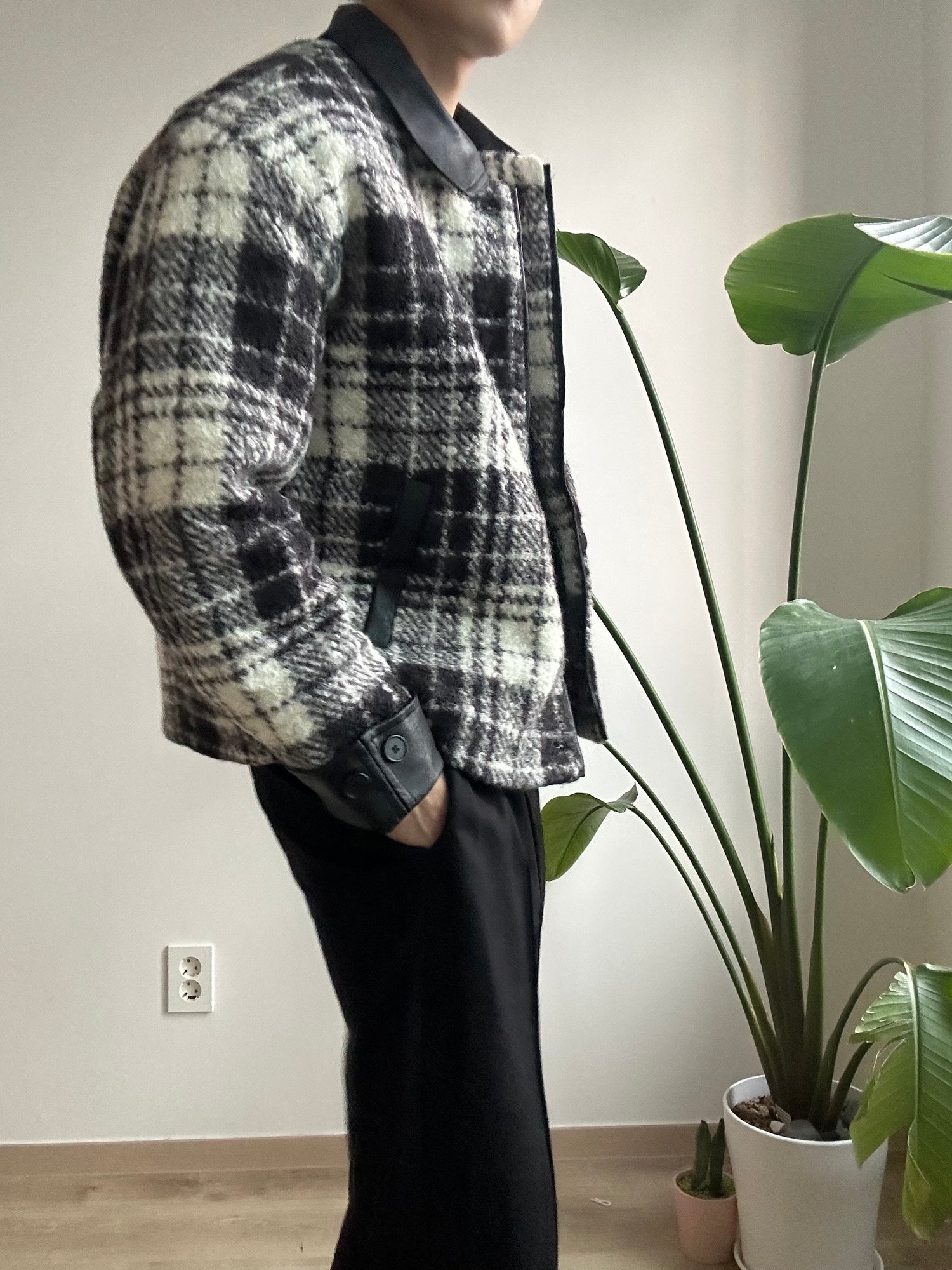 格仔毛毛短褸