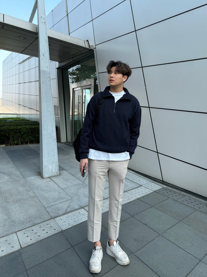 拉鍊領口簡約上衣 韓國男裝