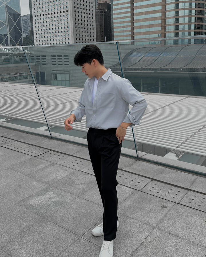 淺灰透氣百搭襯衫 － 韓國男裝