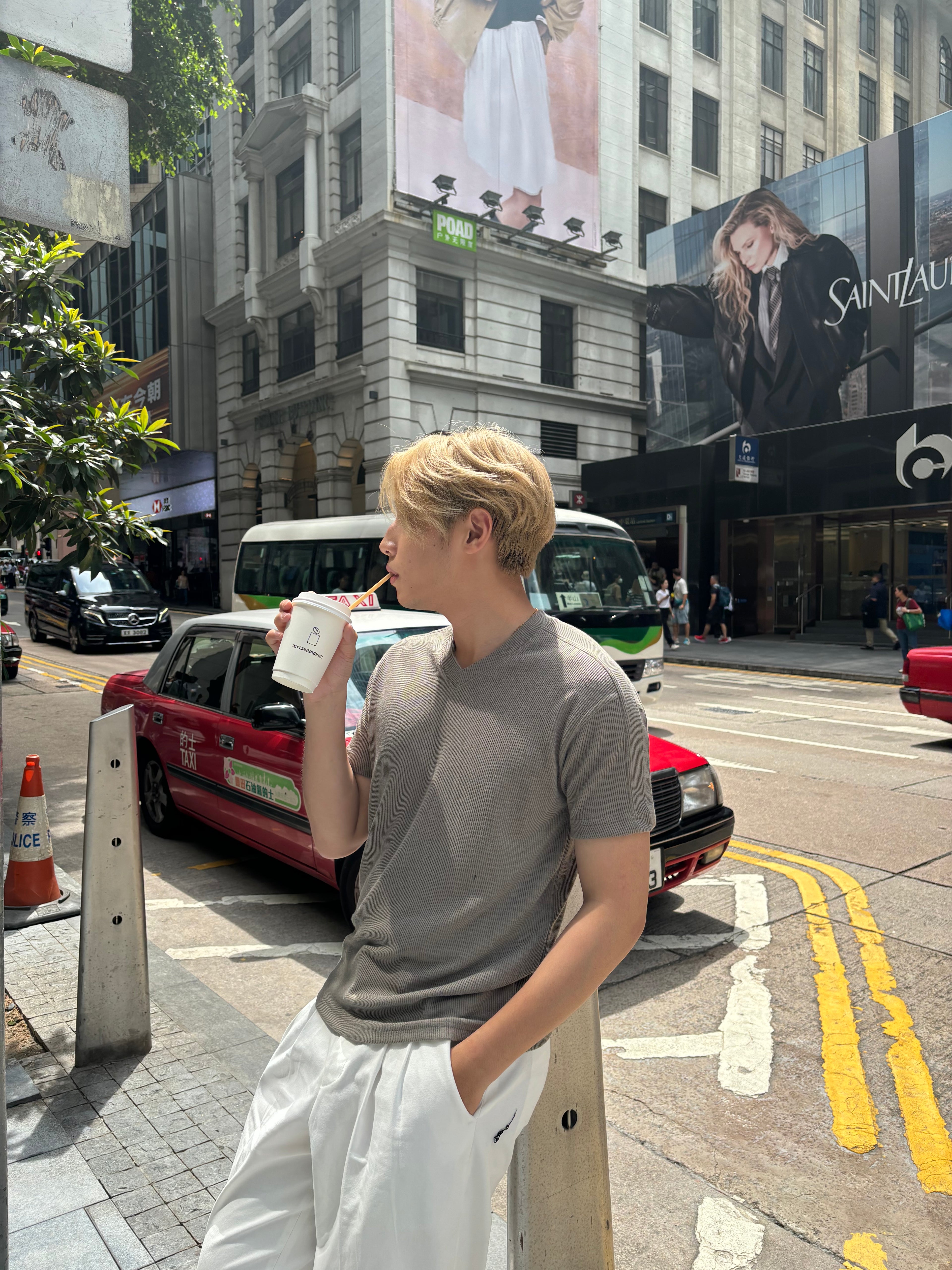 V領針織短袖上衣 韓國衫