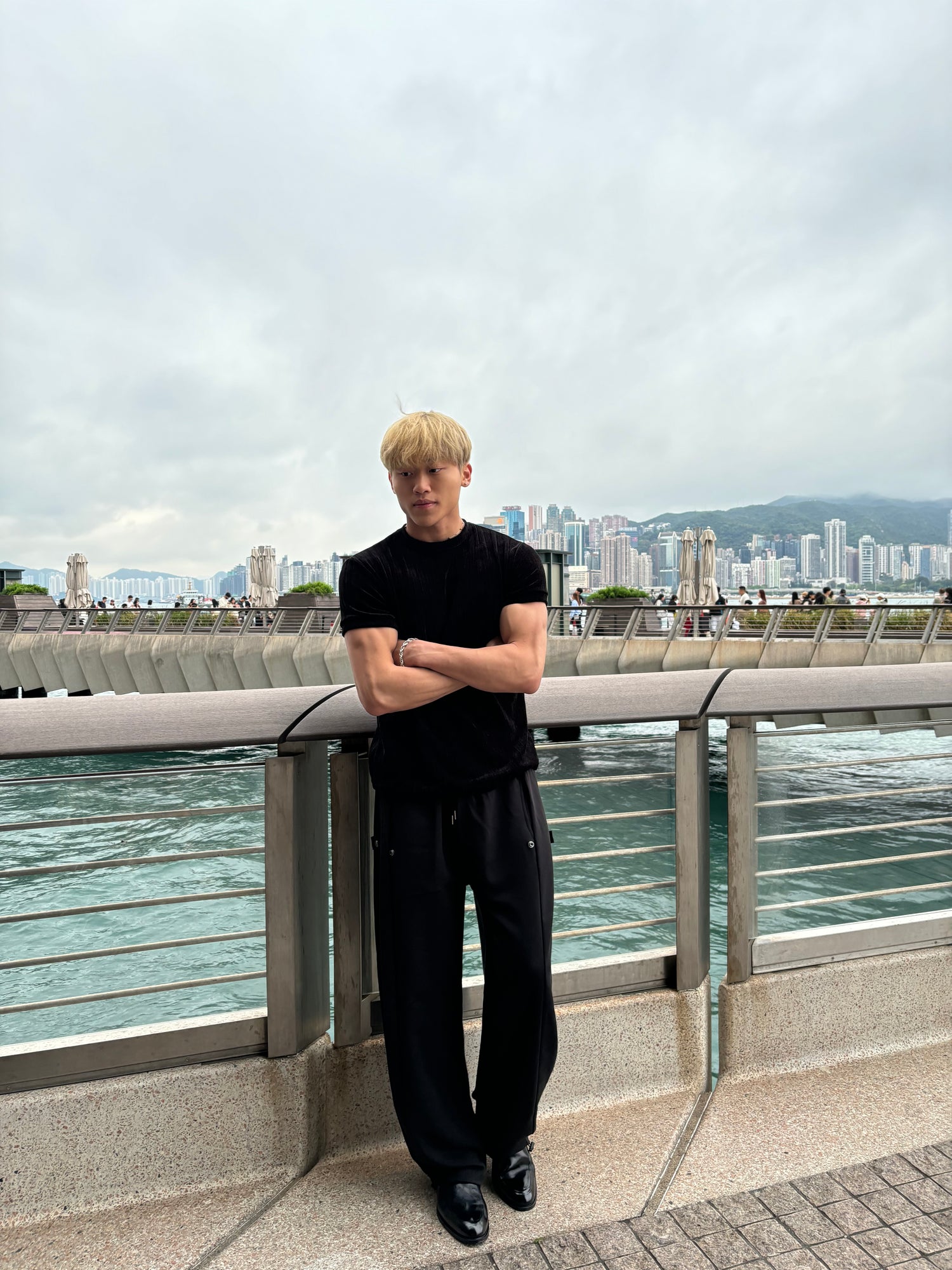 質感輕絨面短袖上衣 韓國男裝