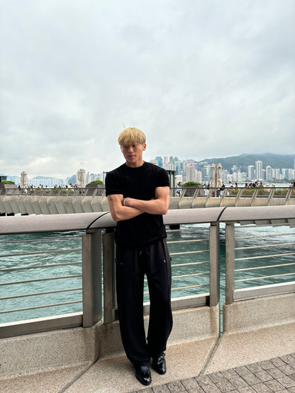 質感輕絨面短袖上衣 韓國男裝