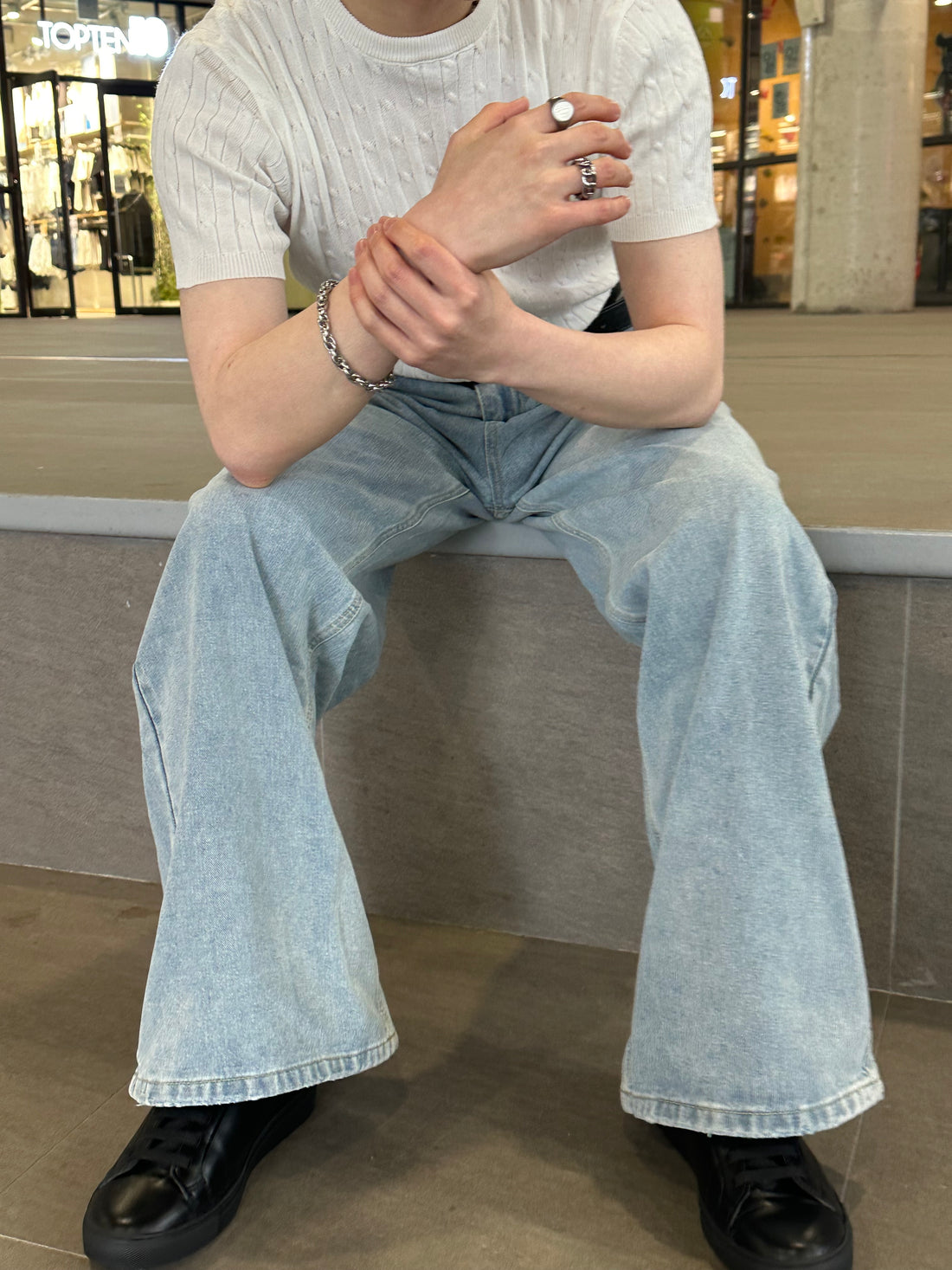 [小個子ok!]淺藍落地牛仔褲