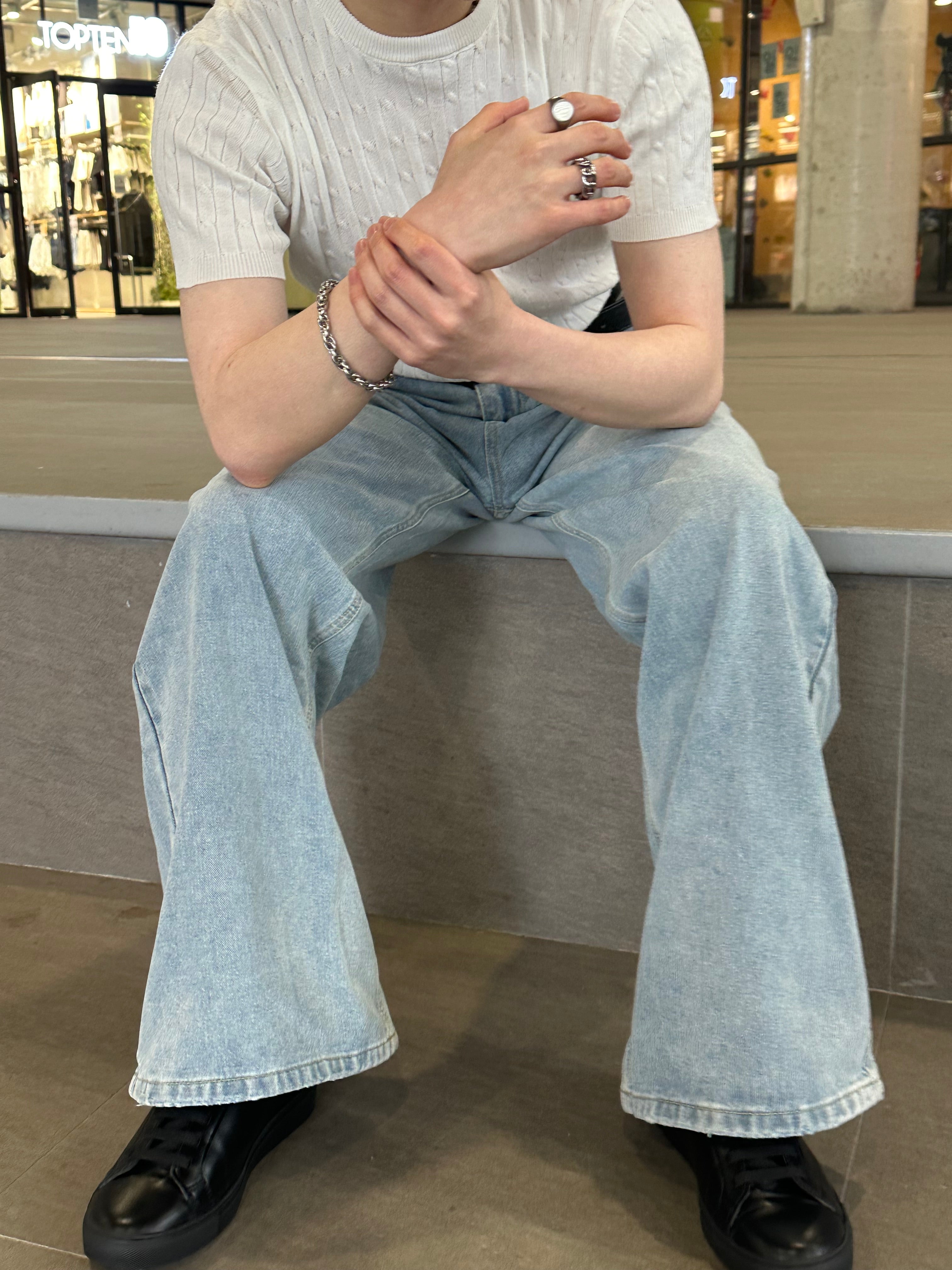 [小個子ok!]淺藍落地牛仔褲