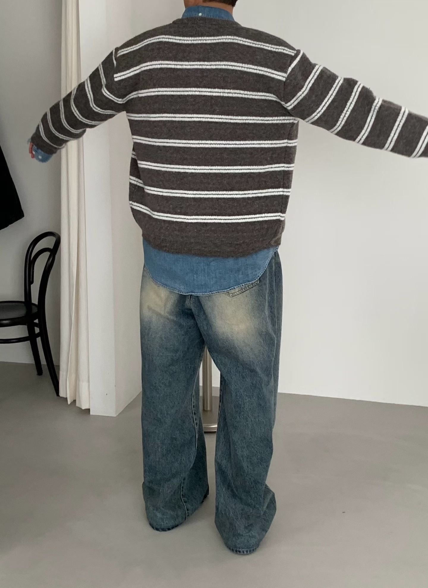 間條針織冷外套