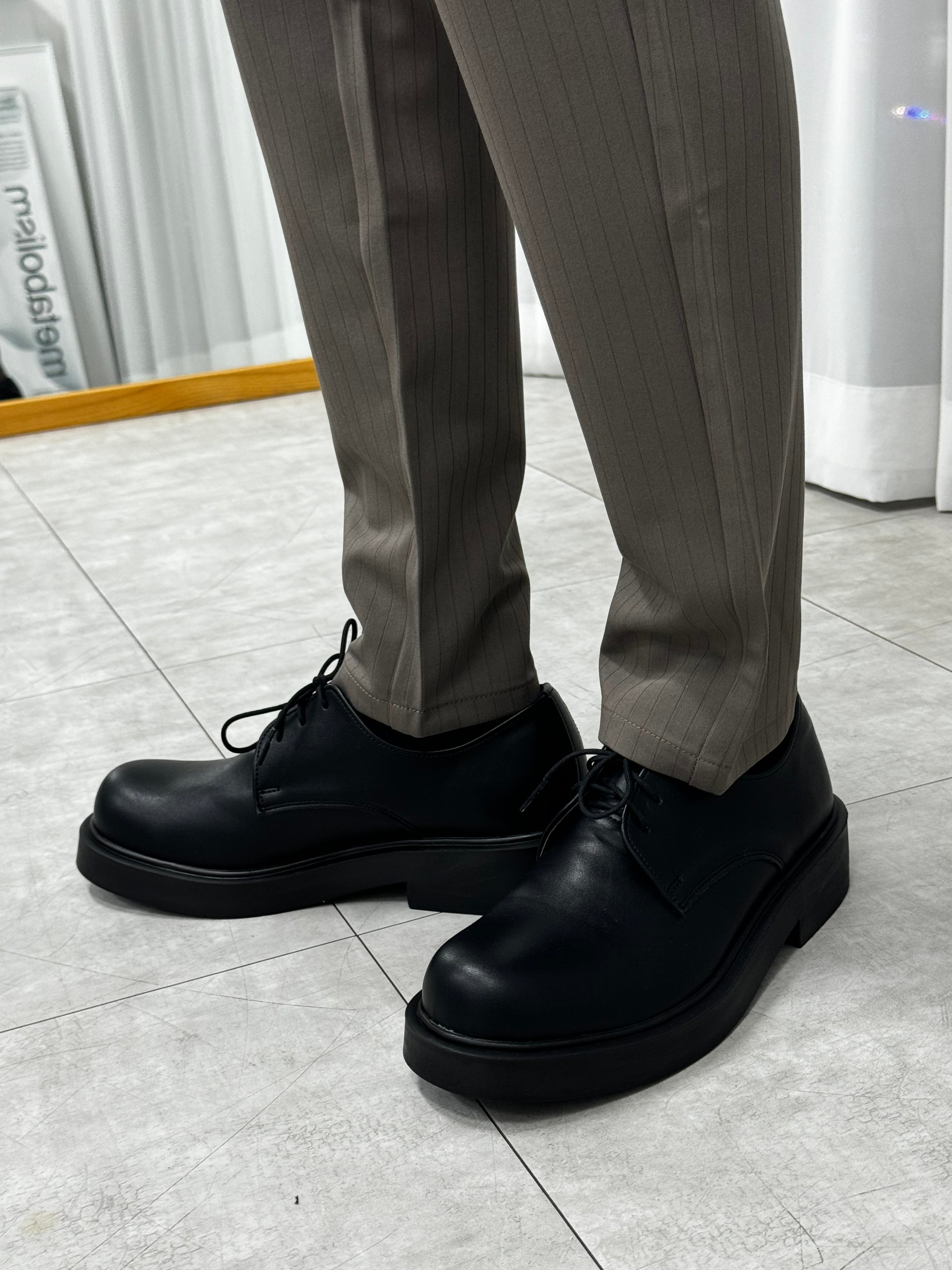 [韓國製增高4cm]加厚尖圓頭德比鞋Derby Shoes