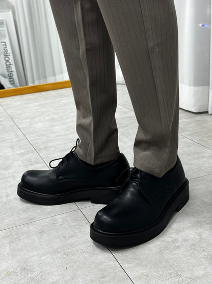 [韓國製增高4cm]加厚尖圓頭德比鞋Derby Shoes