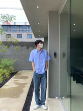 藍色間條襯衫 韓國男裝