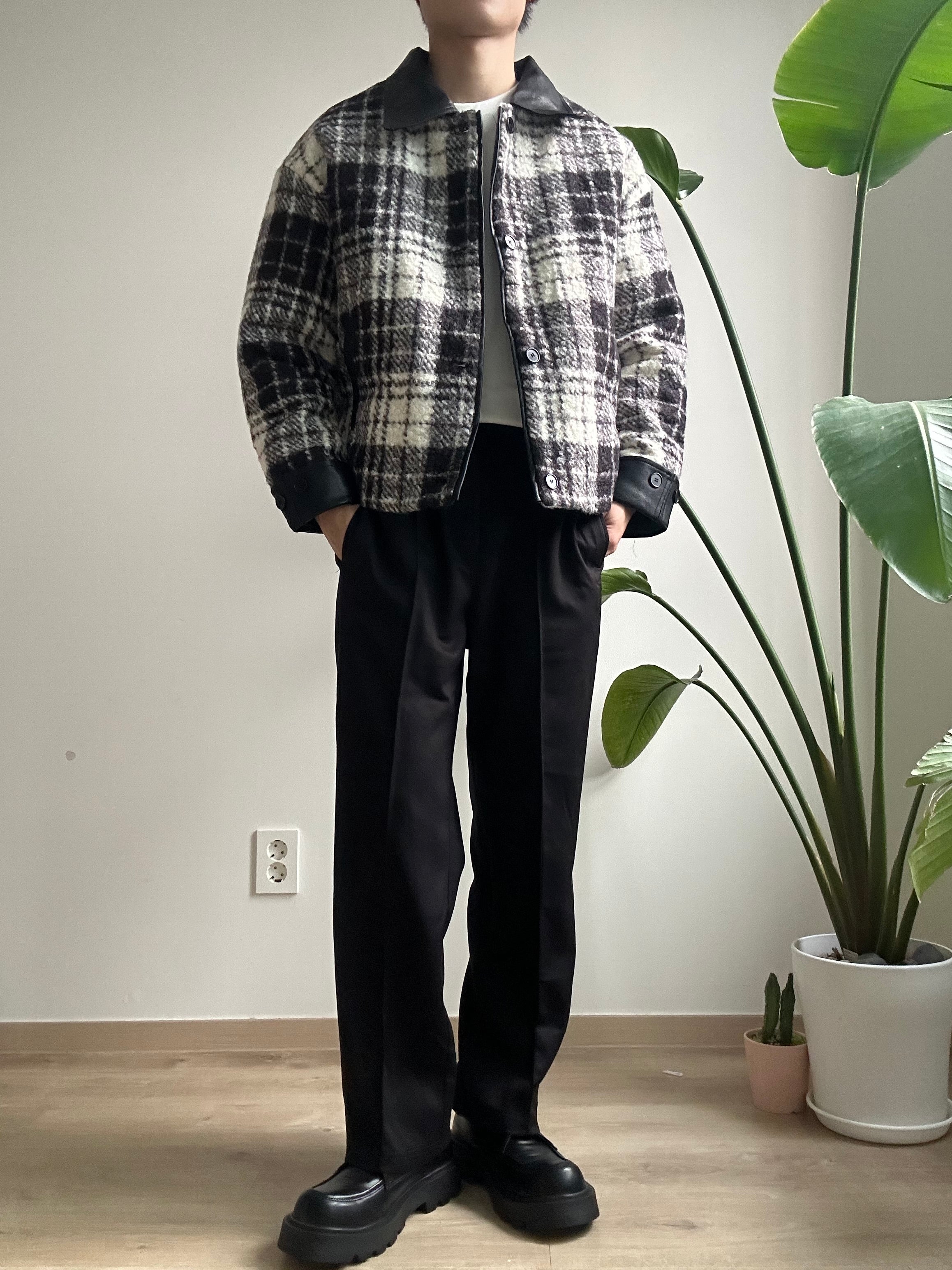 格仔毛毛短褸