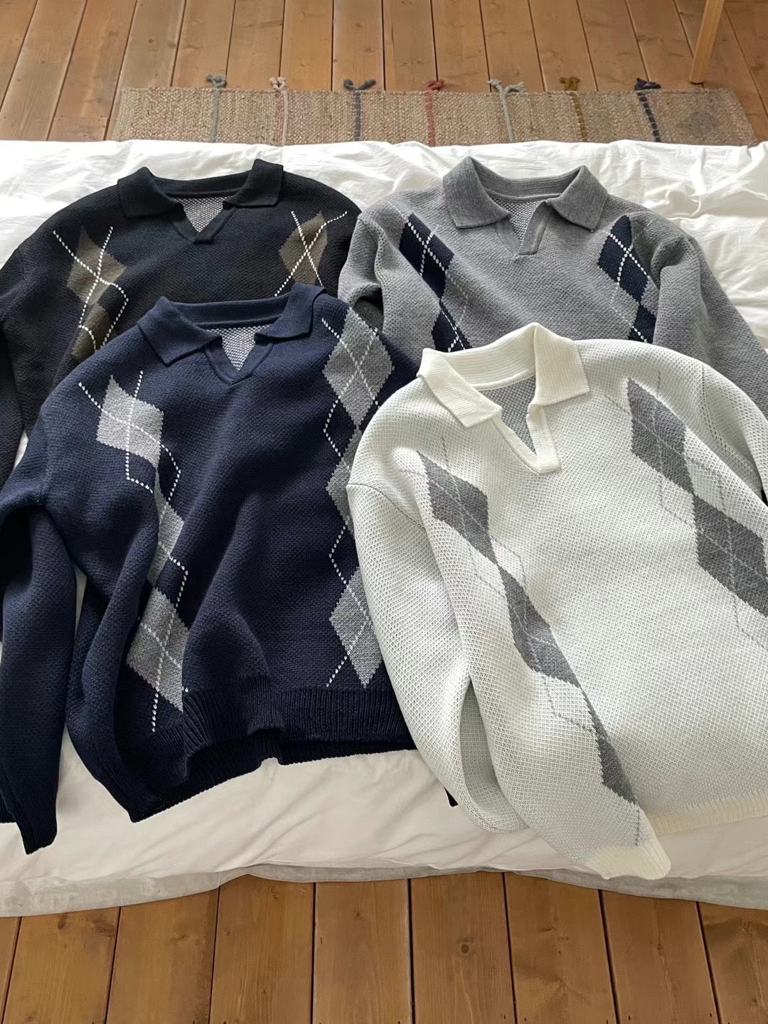 菱格紋針織上衣